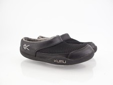 Kuru Draft Black Gray Leather Mesh Comfort Slip on Slippers Women Size 6.5 M
