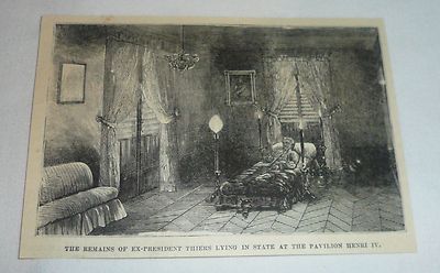 1877 magazine engraving ~ REMAINS OF ADOLPHE THIERS