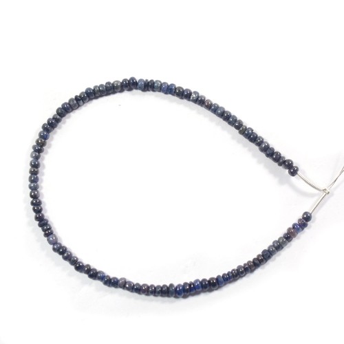 100% Genuine 3-5MM Blue Sapphire Smooth Rondelle Gemstone Beads 7.5" For Jewelry - Picture 8 of 8