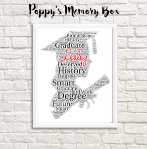 personalised girl graduation graduate word art gift print degree ma