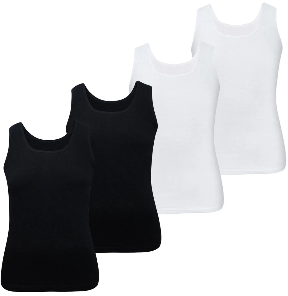 2 Damen Unterhemd 100% Baumwolle Unterwäsche Shirt Tank Top 38 40 42 44 46 48 - Bild 1 von 1