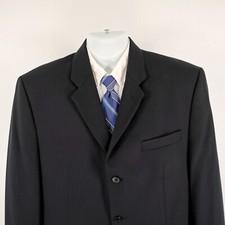 Calvin Klein Wool Black 3 Button Blazer 42R Macy's Twill Weave
