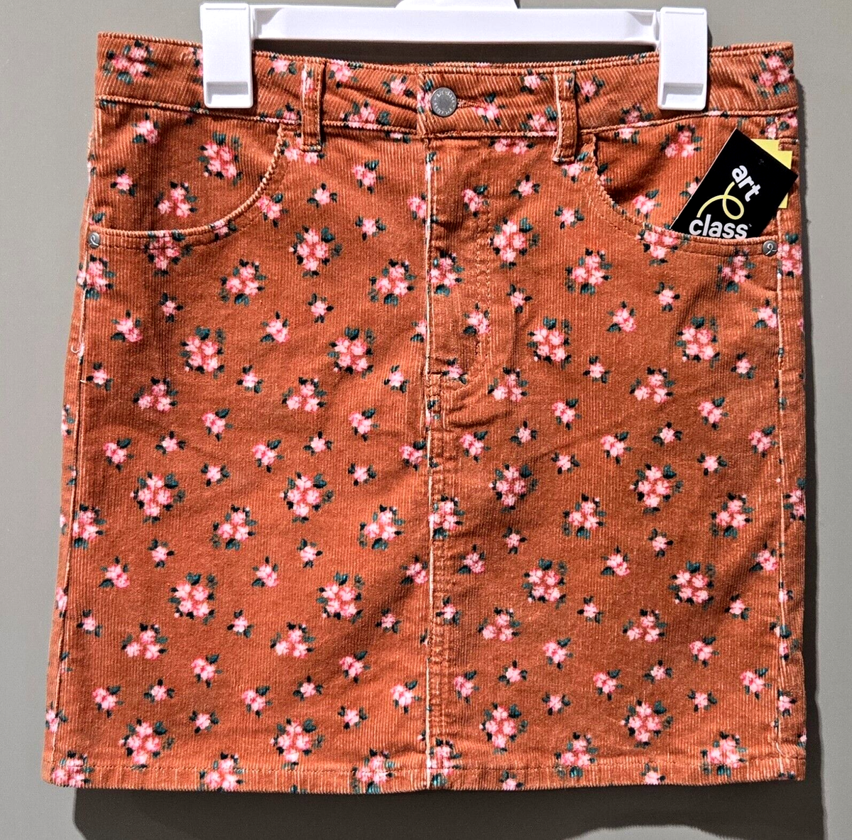 Girls' Corduroy Skirt Size XXL 18 Art Class Dusky Orange Floral