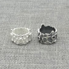 8pcs of 925 Sterling Silver Large Hole Concave Ring Beads for Bracelet Necklace