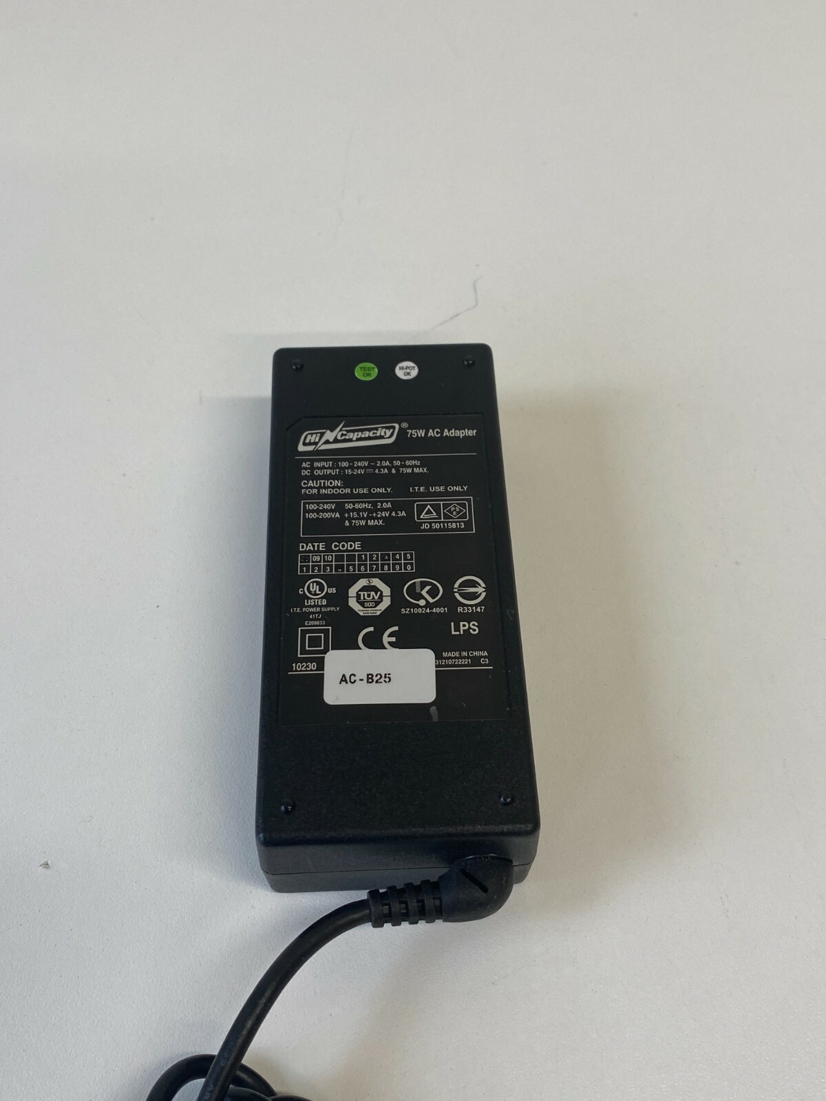 BB5:  HI Capacity Power Products AC Adapter Model AC-B25 