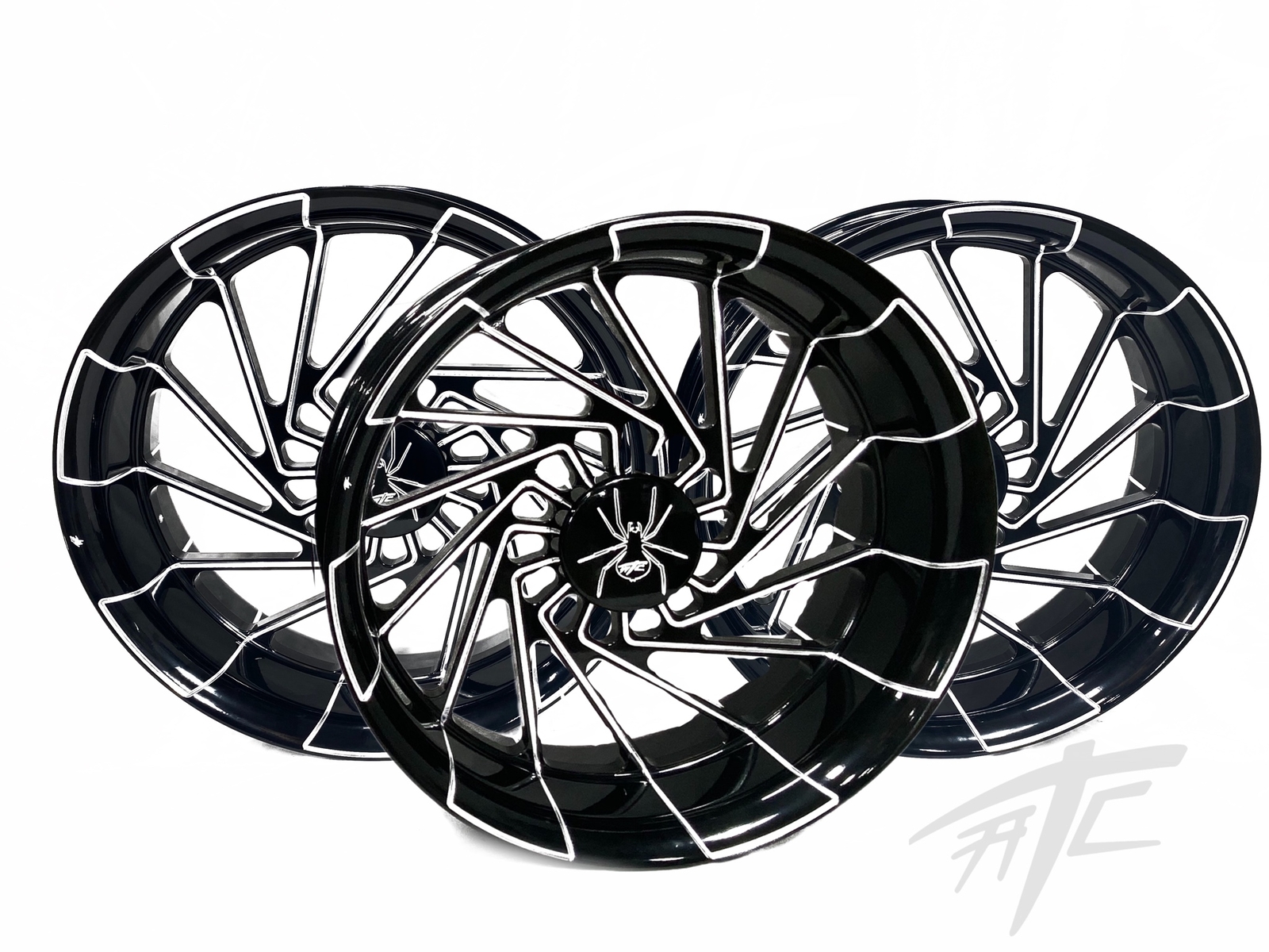 SPYDER 18" BLACK CONTRAST CUT MAYHEM WHEELS (3) 2015-2020 CAN-AM SPYDER