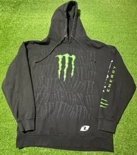 Vintage One Industries Monstery Energy Embroidered Black Hoodie Sweatshirt XL