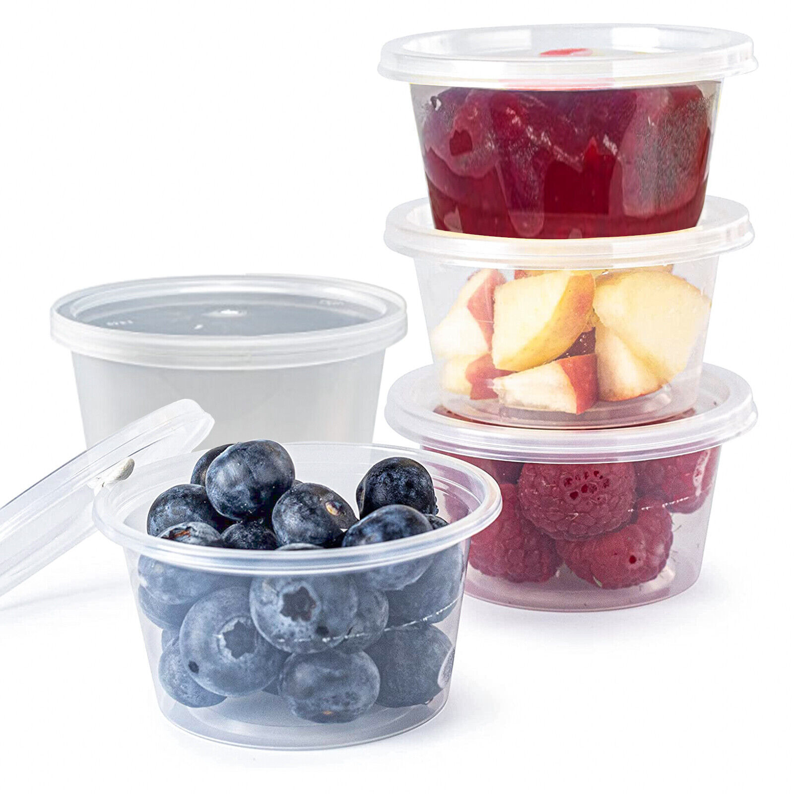 50Pcs Deli Pot Sauce Dip Plastic Clear Round Food Containers Chutney