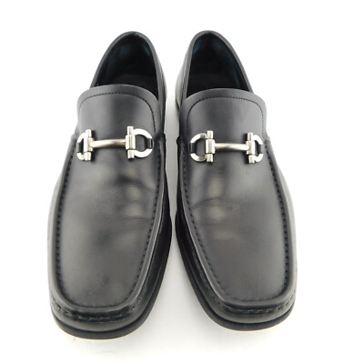 FERRAGAMO Size 9 PARIGI Black Gancini Bit Driver Moccasins  display picture 2