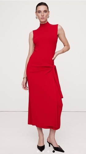 Banana Republic Pulloverkleid mit Stehkragen Wickeloptik rot Größe S neu ohne Etikett UVP 180 $
