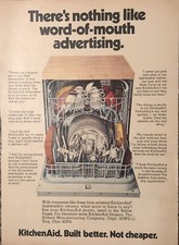 1973 KitchenAid Dishwasher PRINT AD Word Mouth Advertising VTG 70s Built Better
