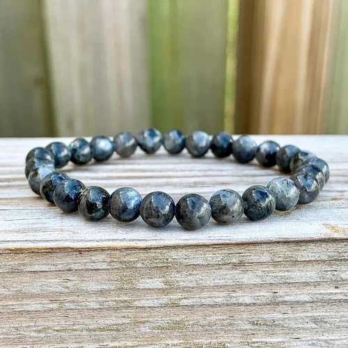 Natural Larvikite Labradorite 8mm Beads Healing Protection Calming Bracelet Gift - Picture 5 of 5