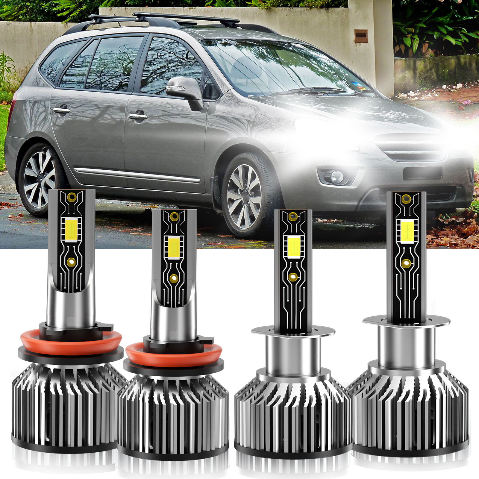 For Kia Rondo 2007-2012 LED Headlight High Low Beam Bulb Combo Kit 6500K H1+H11