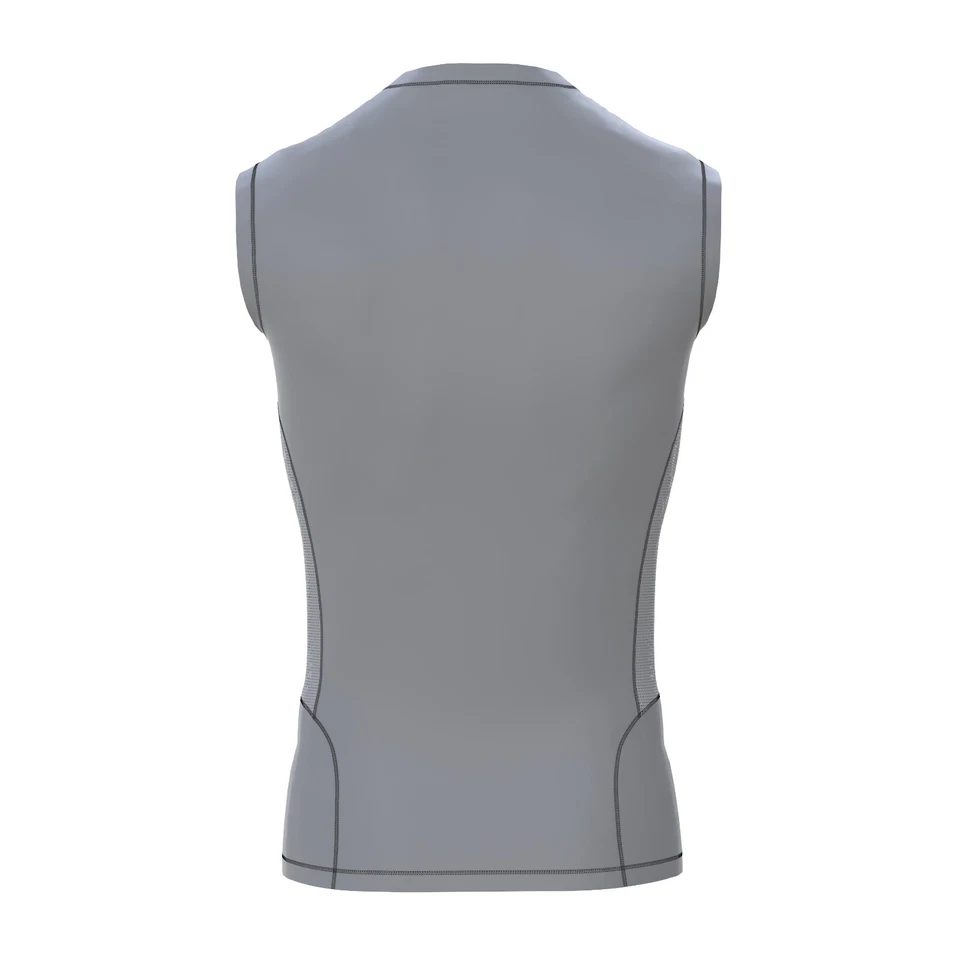 Mens Compression Sleeveless Shirt with Mesh Panels Base Layer Gym Top Sports - Image 4 of 4