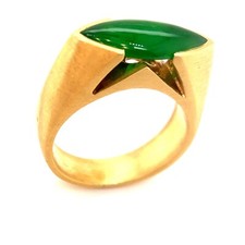 Fei Cui Green Jadeite Jade type A w/ GIA Report Marquise in 18ky Ring size 7.25