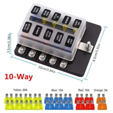 Caja de fusibles de 10 vías hoja portafusibles 5A 10A 15A 20A fusibles indicador LED impermeable