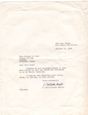 Jean Christopher Herold Signed Letter 1959 / Autographed Biography Author