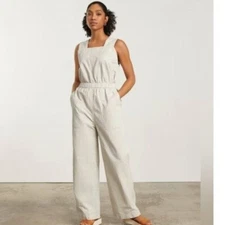 Everlane Wide Straight Leg Sleeveless Pockets Jumpsuit Stripe Size 4 Womens