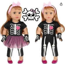 Halloween Collection, 6 Piece Skelton Tutu & Leggings, for 18-Inch Dolls