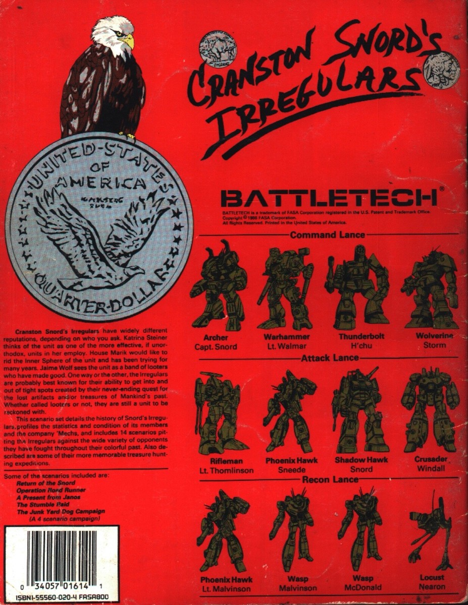 Battletech Miniatures - Cranston Snord's Irregulars - 12x
