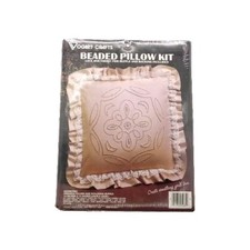 Vogart Beaded Pillow Kit Geometric Flower Ruffle Lace 14" x 14" 2528E NEW