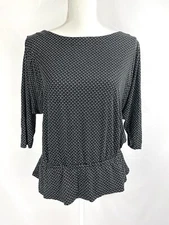 Loft Ann Taylor Medium Black Top Shirt Dolman Sleeve