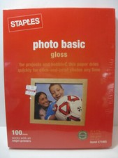Staples Photo Basic Gloss Paper 8 1/2 x 11 100 Sheet Pack New Sealed 471865