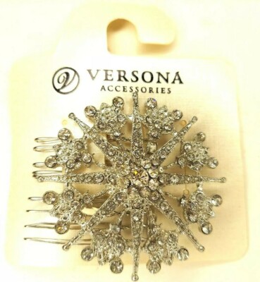 ''Crystal Studded'' Hair Comb Barrett Clip by Versona Accessories IOP