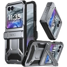 For Moto Razr 2024 / 2025 Case Poetic with Kickstand Shockproof Cover Gun Metal