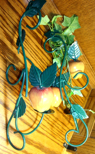 Set (2) Apple Metal Wall Sconce Candle Holders FARMHOUSE Home Decor 13"x 7" 654 - Picture 4 of 4