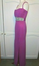  IRMA SELIN PURPLE/PINK  PURE SILK  DRESS  WITH EMBELLISHMENT WAIST LINE UK 10