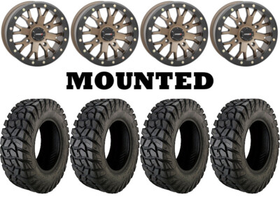 Kit 4 Moose Rigid Tires 32x10-15 on System 3 SB-4 Beadlock Bronze Wheels CAN