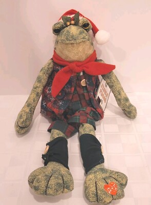 NWT Christmas Jingle Frog Shelf Sitting Plush Decor 15'' Holiday Display