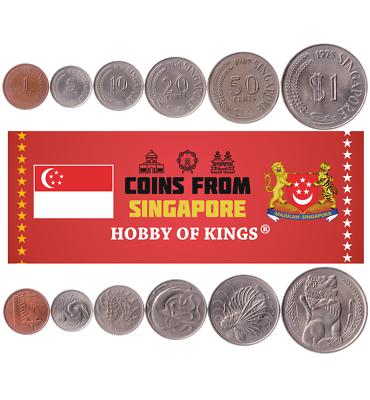 コレクション 1967 Singapore Coin Set Singapore | 6 Coin Set | 1 5 10 20 50 Cents 1 Dollar | Seahorse