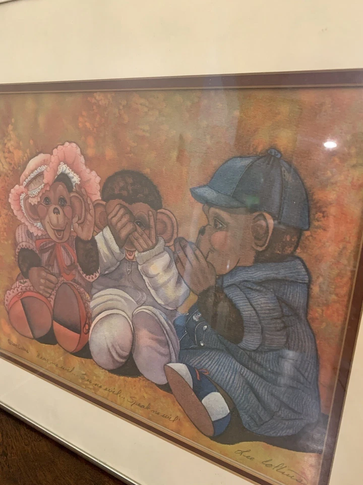 Три обезьяны «Не видеть зла, говорить, слышать» подписанный Ли Коллинз искусства детской печати - Изображение 2 из 4