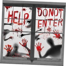 2Pcs Halloween Door Cover Window Poster Decorations Scary Zombie Hands Bloody