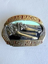 VRHTF NHRA "VTG RARE NATIONAL HOT ROD ASSOCIATION PURE AMERICAN BELT BUCKLE"