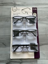 Design Optics by Foster Grant Full Frame Rectangle Reader Glasses 1.50 3-Pack