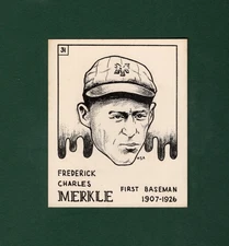 #31 FRED MERKLE, Giants/Cubs/Dodgers/Yankees ~  1968-1969 SCFC scarce art card