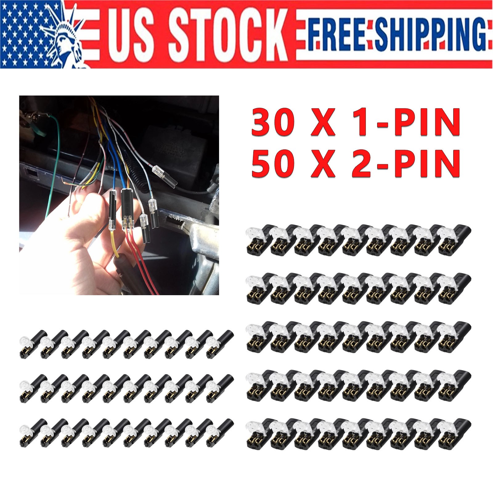 80 PCS Plug-In Quick Wire Connectors, Reusable Clamp Terminal Blocks for Cables