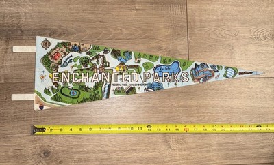 Vintage Enchanted Parks Wild Waves Federal Way, WA Theme Park 24  Pennant
