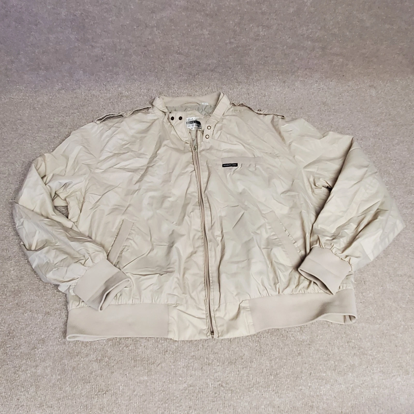 Vtg Members Only Jacket Men 2XbBeige Windbreaker Bomber Racer Full Zip - Pockets