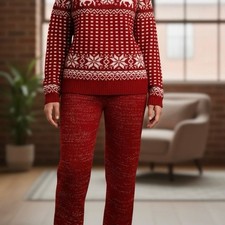 Kids Red Snowflake Reindeer Turtleneck Sweater  Pants Set Size 4T