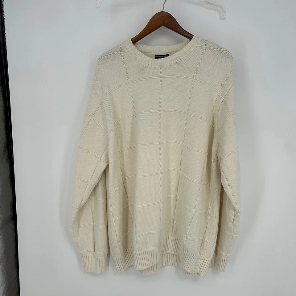 Suéter Alexander Julian Colores Crema Rejilla Tejido Algodón Para Hombre De Colección 2XL Foto 3 de 4