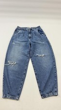 Zara Jeans Womens 6 Blue High Rise Tapered Pl...