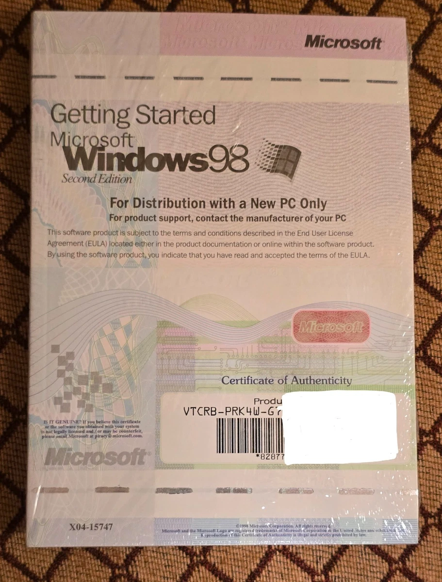 Microsoft Windows 98 Standard Operating System Software for sale