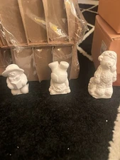 Vintage Snowman Chalk Type Figurines 3" Holiday Decor.
