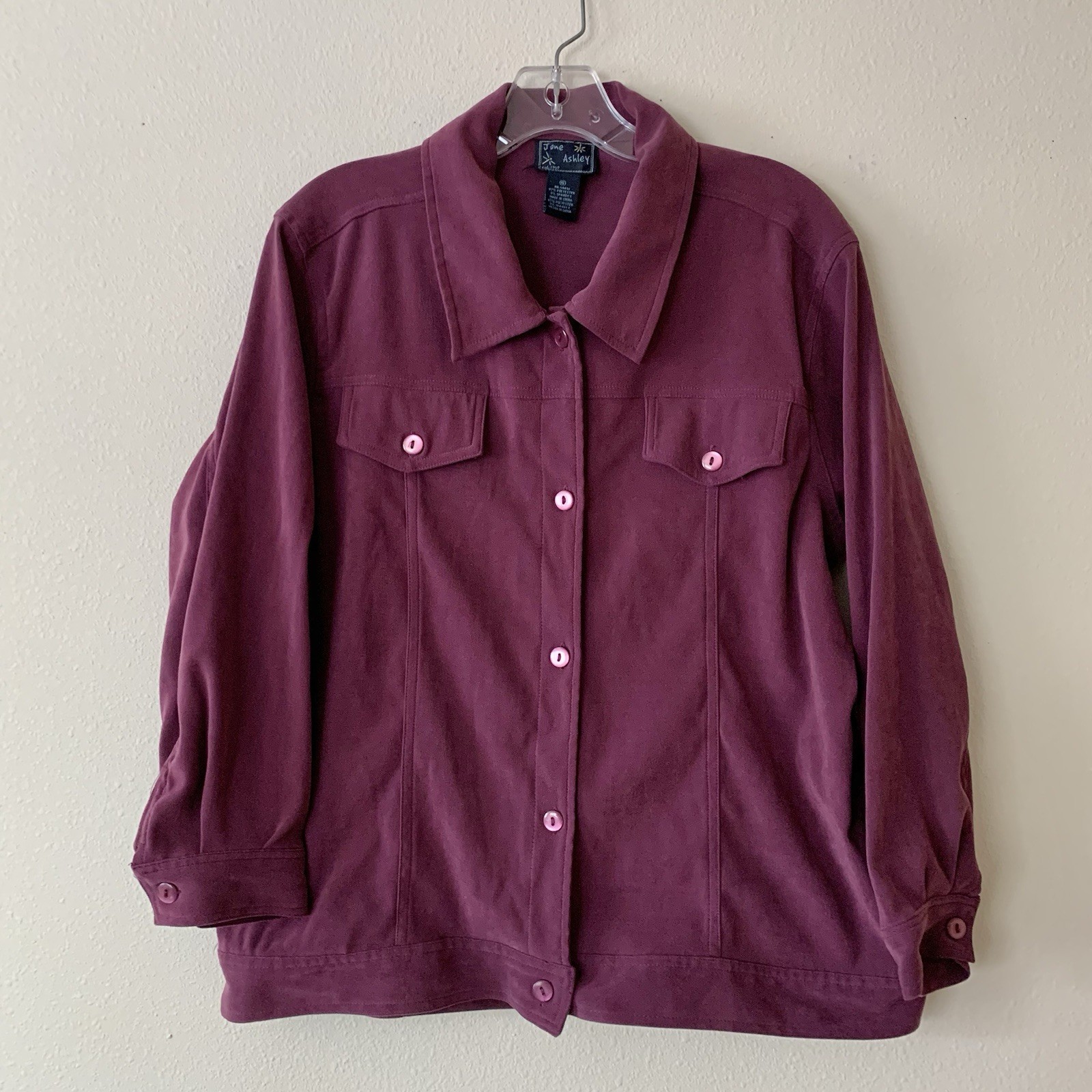 Jane Ashley Vintage Women’s Western Jacket Plum Faux Suede Long Sleeve Button XL
