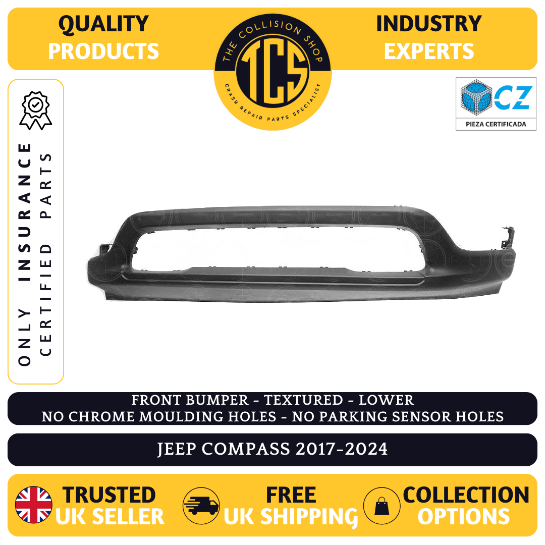 JEEP COMPASS 2017-2024 FRONT BUMPER TEXTURED LOWER NO CHROME INSURANCE CERTIFIED