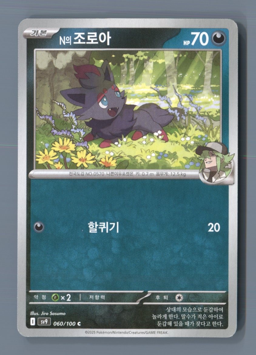 N's Zorua 060/100 Common Battle Partners Pokemon Korean Near Mint